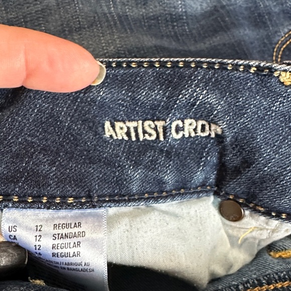 Cute Super Stretch Crop Jeans by American Eagle outfitters Sz 12 Artist Crop - Picture 4 of 4